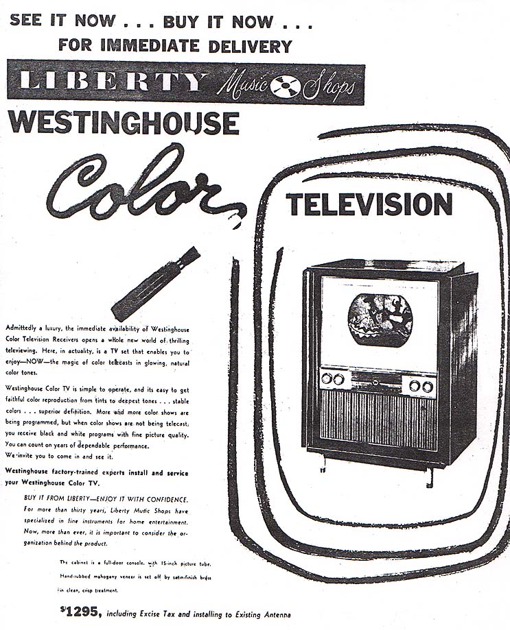 1954 Westinghouse Color NYT Ad