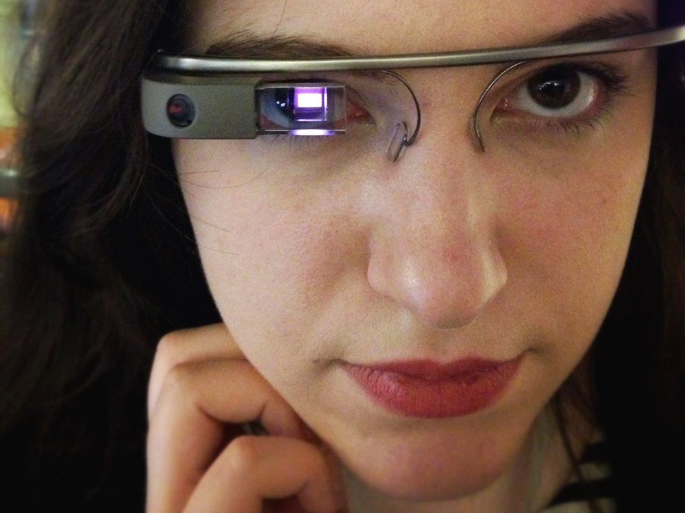 Rosa Golijan wears Google Glass on Tuesday, April 30, 2013.