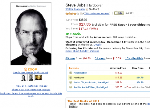 Биография Стива Джобса самая продаваемая книга 2011 года на amazon