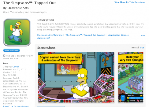 The Simpsons: Tapped Out в Apple App Store